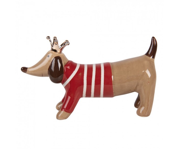 Decorative Figurine Dog 24x6x13 Cm Brown Ceramic - 24*6*13 cm Clayre & Eef