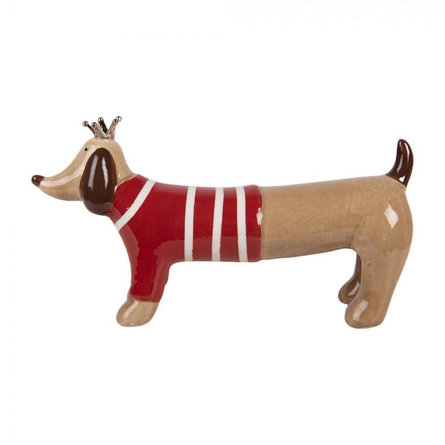 Decorative Figurine Dog 15x5x9 Cm Brown Ceramic - 15*5*9 cm