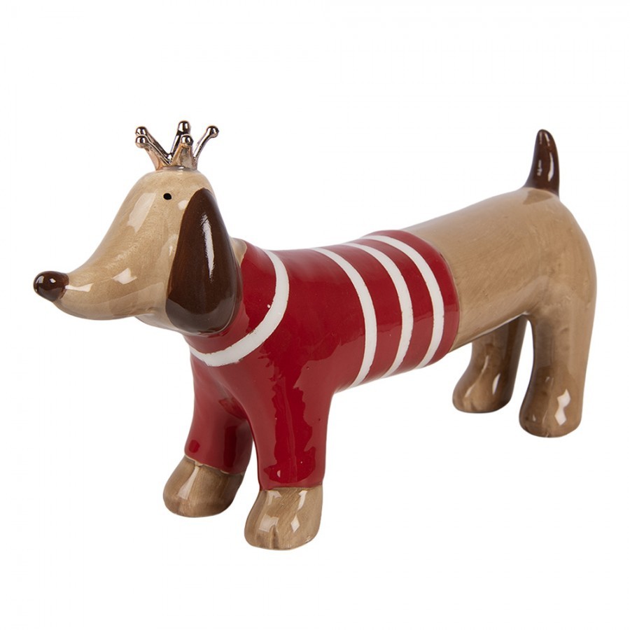 Decorative Figurine Dog 15x5x9 Cm Brown Ceramic - 15*5*9 cm