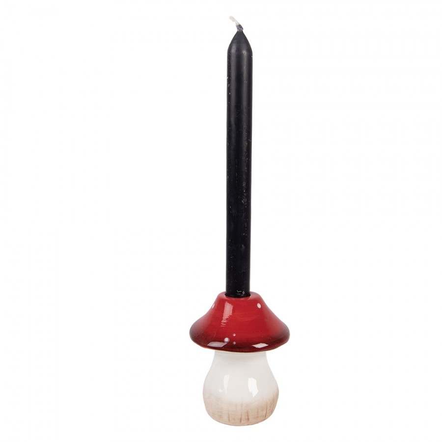 Keramický svícen muchomůrka na úzkou svíčku - Ø 9*10 cm