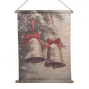 Vánoční vintage nástěnná mapa se zvonky - 55*3*75 cm