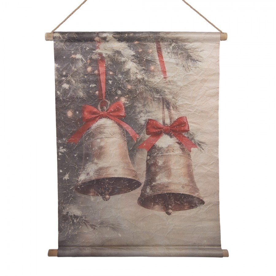Vánoční vintage nástěnná mapa se zvonky - 55*3*75 cm