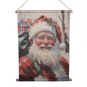Vánoční vintage nástěnná mapa se Santou - 55*3*75 cm