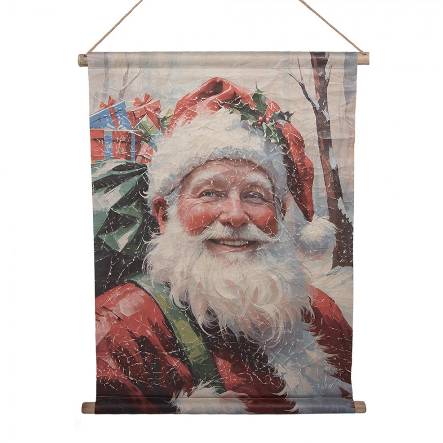 Vánoční vintage nástěnná mapa se Santou - 55*3*75 cm