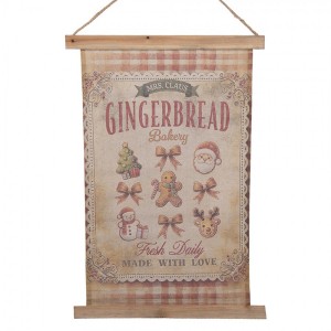 Vánoční vintage nástěnná mapa s perníčky Gingerbread Bakery - 55*3*75 cm