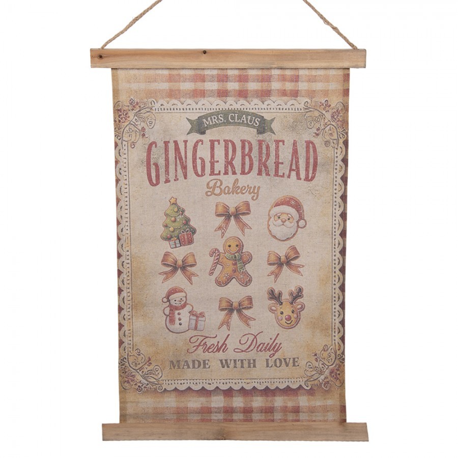 Vánoční vintage nástěnná mapa s perníčky Gingerbread Bakery - 55*3*75 cm