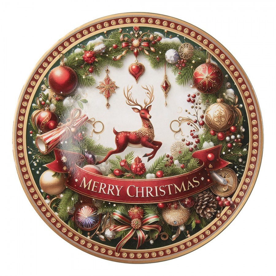 Vánoční servírovací umělý talíř Merry Christmas - Ø 33*1 cm