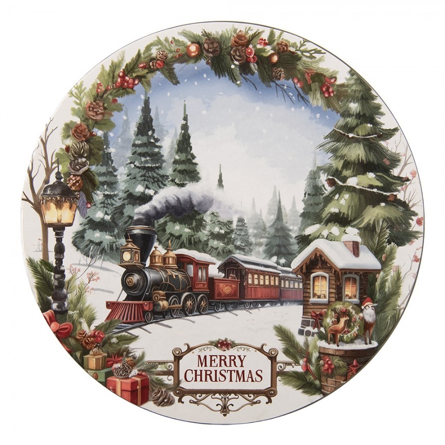 Vánoční servírovací talíř Merry Christmas Train - Ø 33*1 cm