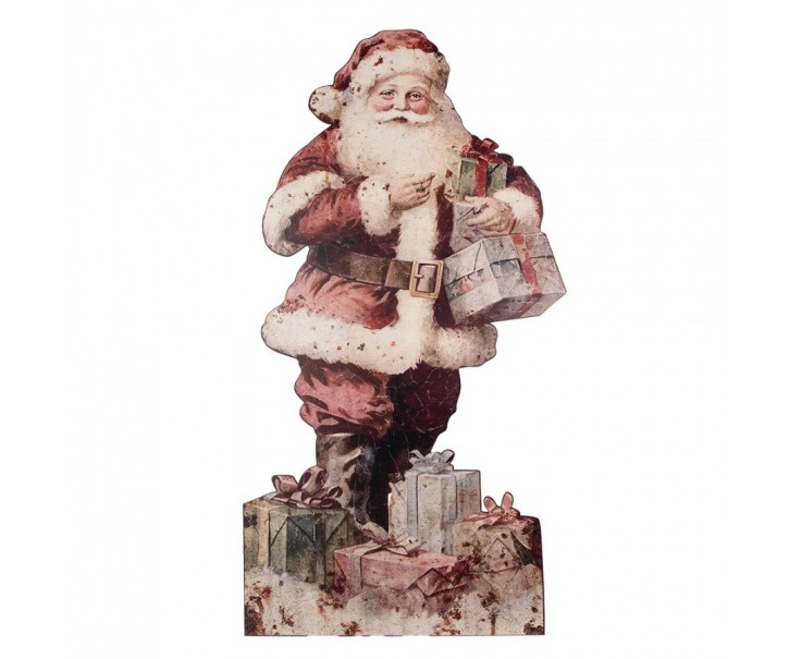Vánoční kovová stojací cedule Santa Claus - 50*2*96 cm Clayre & Eef