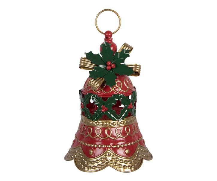 Christmas Decoration Figurine Bell ? 21x29 Cm Red Metal - ? 21*29 cm Clayre & Eef