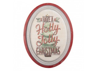 Nástěnná kovová cedule Holly Jolly Christmas - 62*2*47 cm