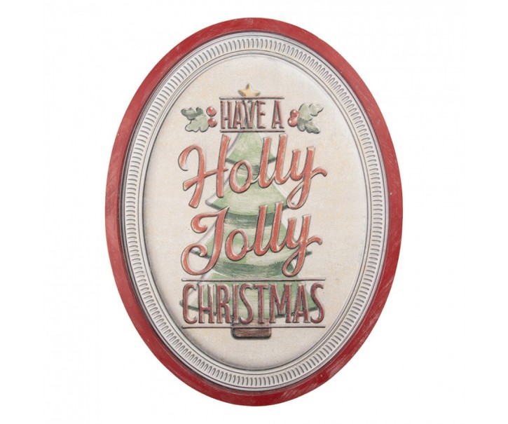 Nástěnná kovová cedule Holly Jolly Christmas - 62*2*47 cm Clayre & Eef