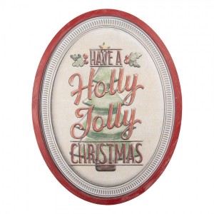 Nástěnná kovová cedule Holly Jolly Christmas - 62*2*47 cm