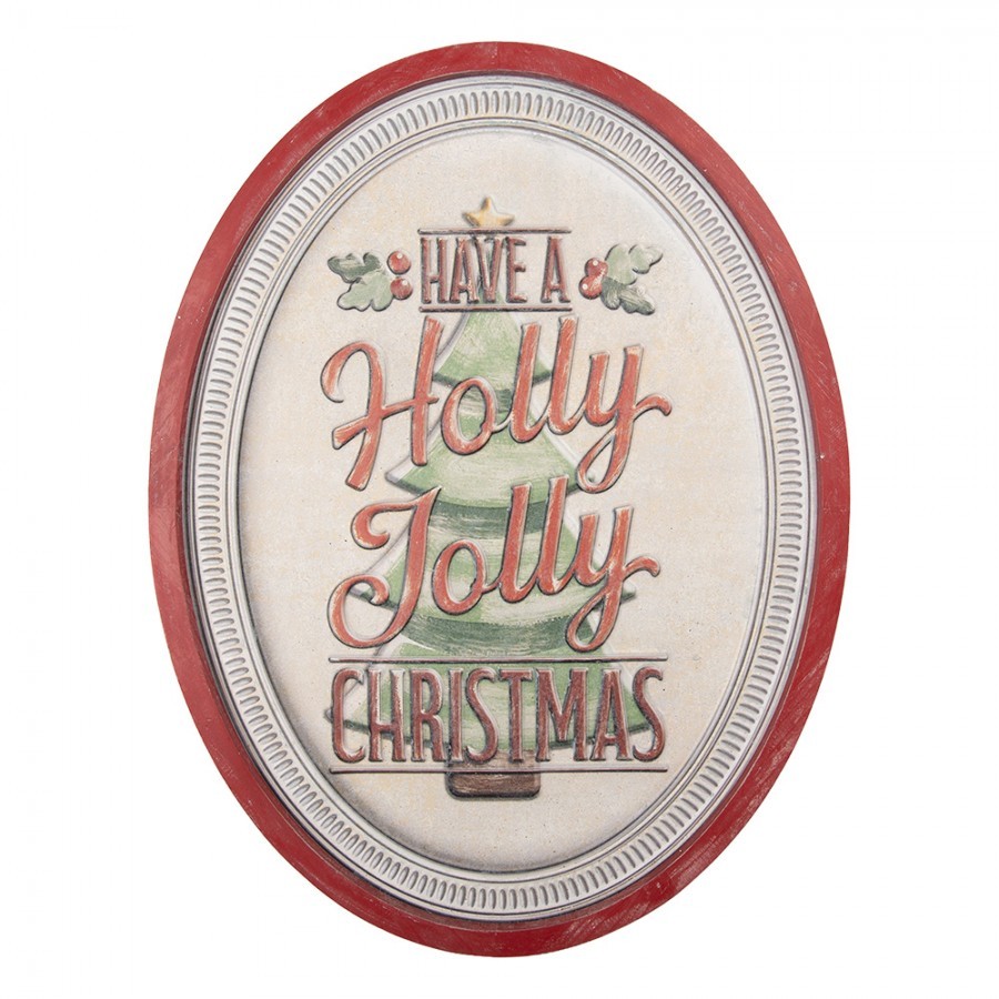 Nástěnná kovová cedule Holly Jolly Christmas - 62*2*47 cm
