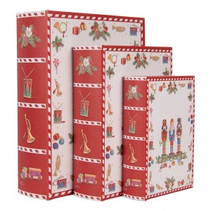 Set 3ks úložný box ve tvaru knihy s Louskáčky - 27*22*7 / 22*17*6 / 17*12*4 cm