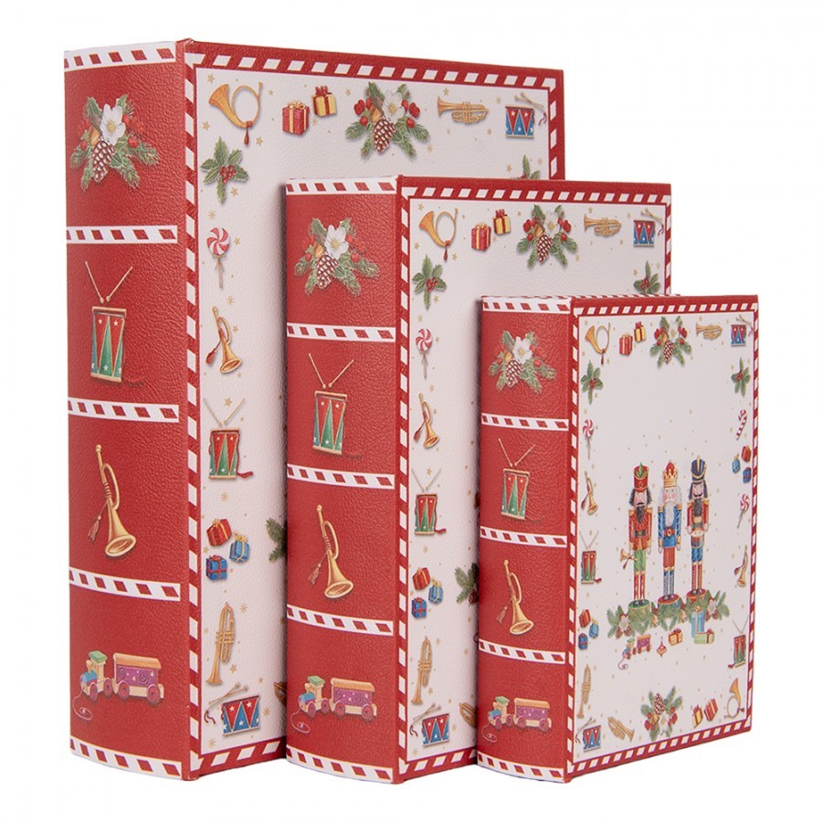 Set 3ks úložný box ve tvaru knihy Louskáček - 27*22*7 / 22*17*6 / 17*12*4 cm