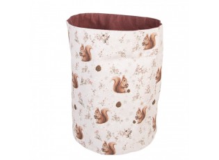 Béžový látkový košík na pečivo s veverkami Tiny Squirrel - Ø 15*16 cm