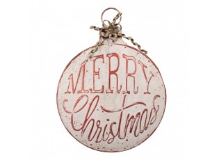 Vintage nástěnná kovová cedule ve tvaru baňky Merry Christmas - 40*4*53 cm