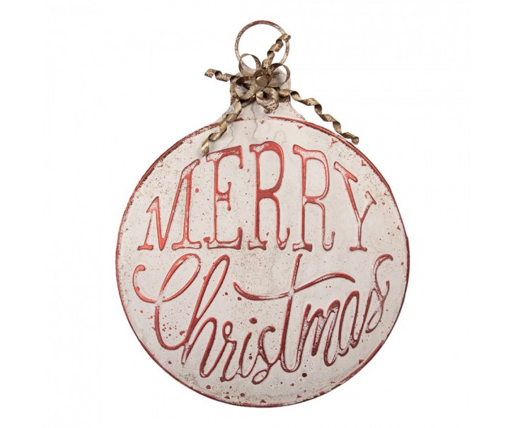 Béžová antik nástěnná kovová cedule Merry Christmas - 40*4*53 cm Clayre & Eef
