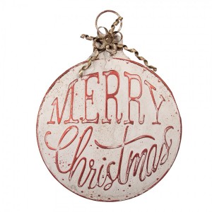 Vintage nástěnná kovová cedule ve tvaru baňky Merry Christmas - 40*4*53 cm
