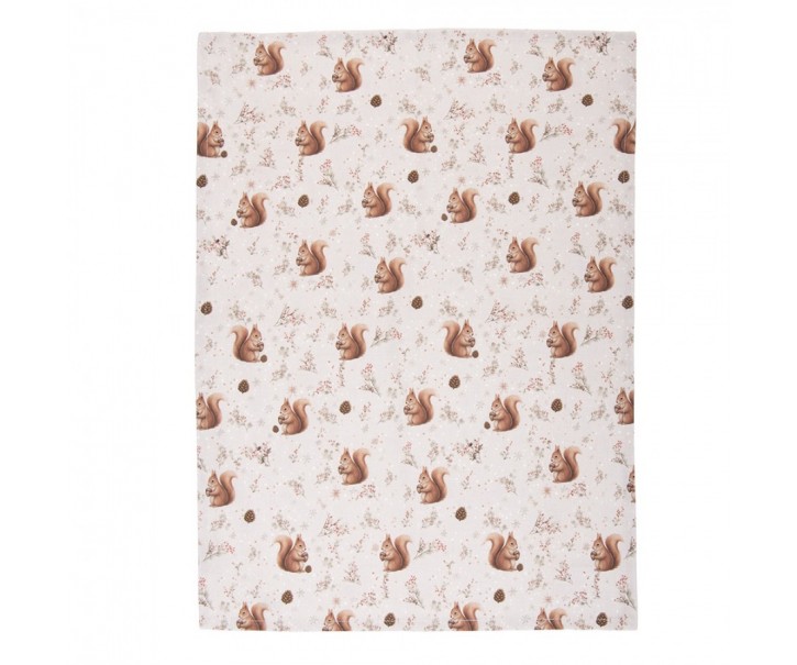 Béžová bavlněná utěrka s veverkami Tiny Squirrel - 50*70 cm Clayre & Eef