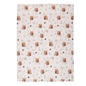 Béžová bavlněná utěrka s veverkami Tiny Squirrel - 50*70 cm