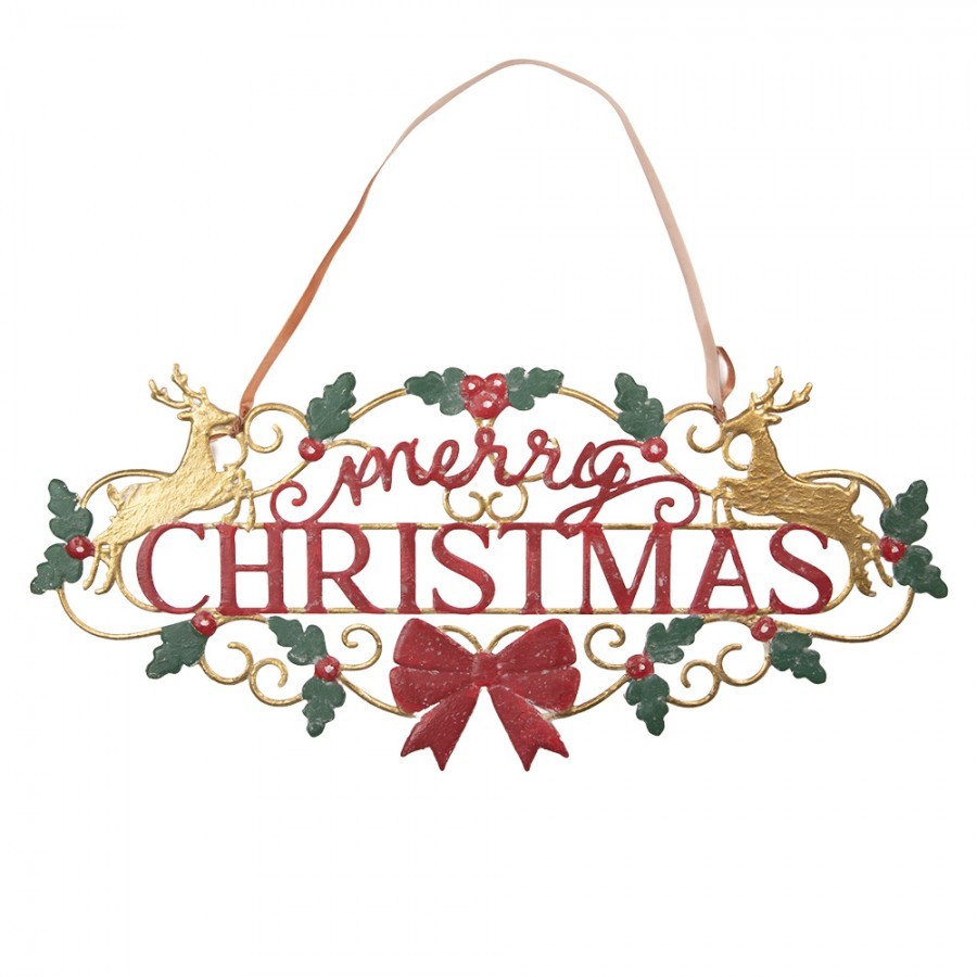 Závěsná kovová cedule Merry Christmas - 70*1*34 cm