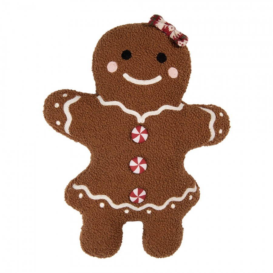 Dekorativní hnědý polštář slečna perníček Gingerbread - 35*5*44 cm