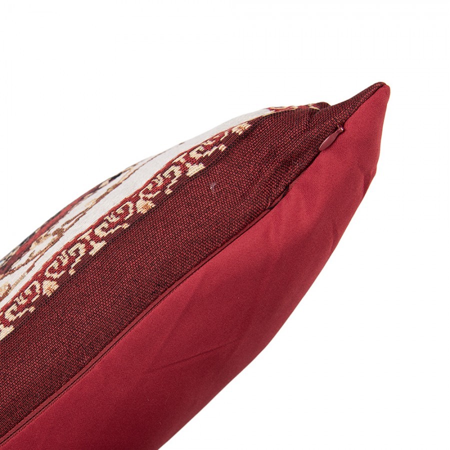 Béžovo-červený polštář se Santou - 45*45*4 cm