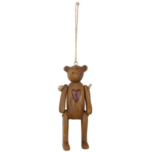 Dekorace hnědý Medvídek se srdíčkem - 4 * 3 * 10 cm