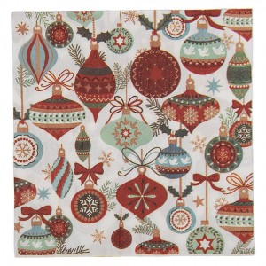 Vánoční papírové ubrousky s vánočními baňkami - 33*33 cm (20ks)