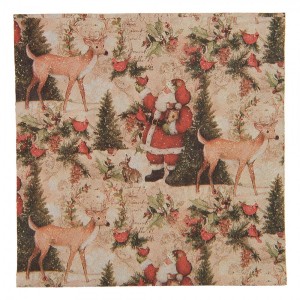 Béžové papírové ubrousky Santa Claus - 33*33 cm (20ks)