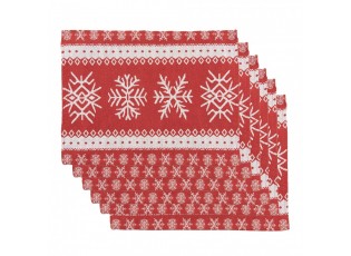 6ks červené prostírání s vločkami - 33*45 cm