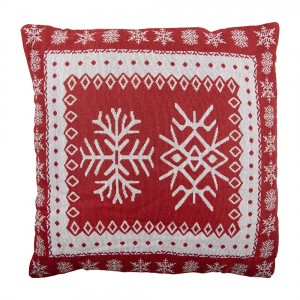 Červený polštář s vločkami - 45*45*4 cm