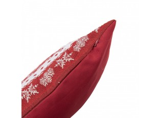 Červený dekorační polštář se sněhovými vločkami - 45*45*4 cm