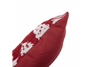 Bílo-červený dekorační polštář s vánočními stromky - 44*44*4 cm