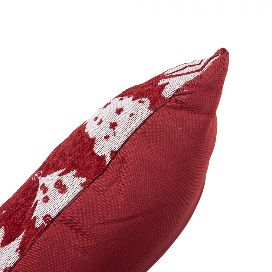 Bílo-červený dekorační polštář s vánočními stromky - 44*44*4 cm