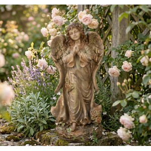 Béžová antik dekorace socha anděl Angel Vintage - 38*27*79 cm