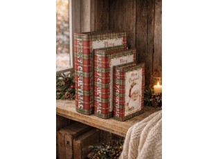 3ks úložný box ve tvaru knihy Merry Christmas - 27*22*7 / 22*17*6 / 17*12*4 cm