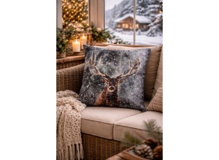Šedý povlak na polštář s jelenem Deer Christmas - 45*45 cm