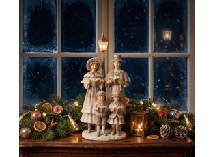 Béžová vánoční dekorace sbor Christmas Choir - 15*11*30 cm