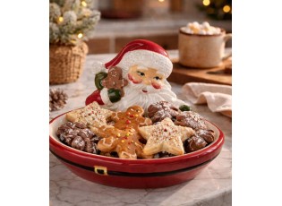 Dekorační keramická miska Santa Claus s perníčkem - 16*19*3 / 10 cm
