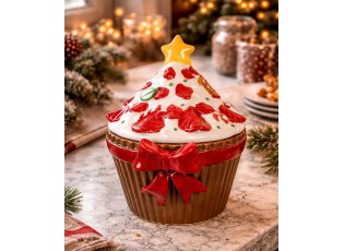 Hnědá keramická dóza s mašlí Cupcake - 18*16*20 cm