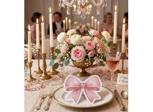 20ks romantické papírové ubrousky ve tvaru růžové mašle - 33*33 cm