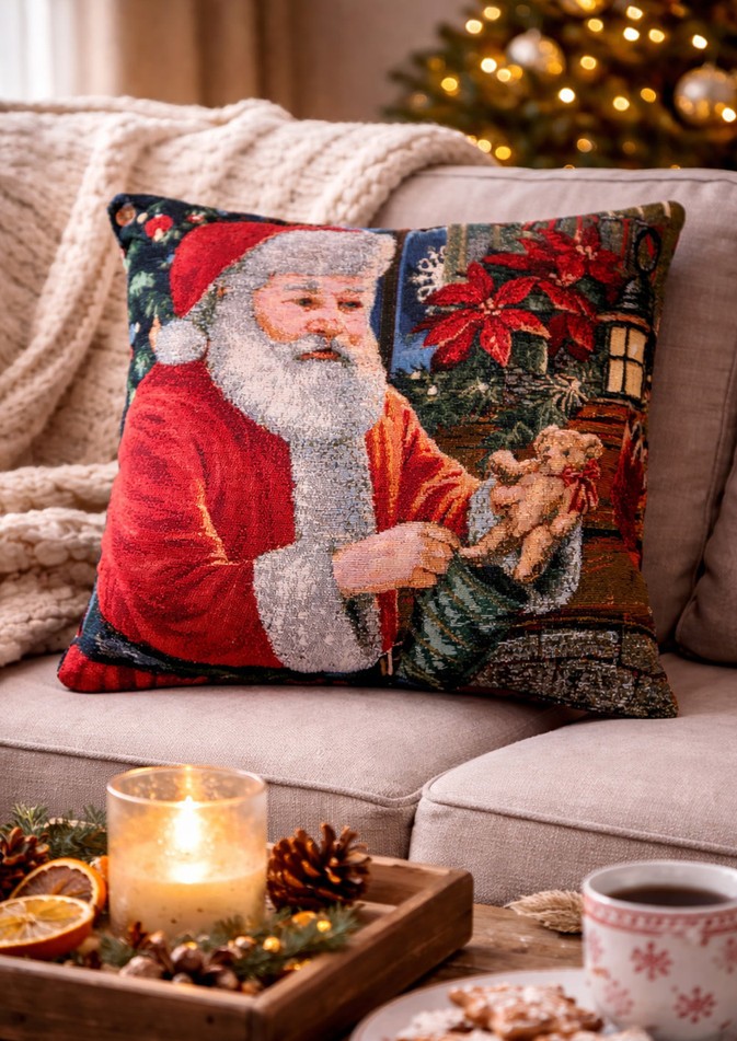 Červený povlak na polštář Santa Claus Christmas Rustic I - 44*44 cm
