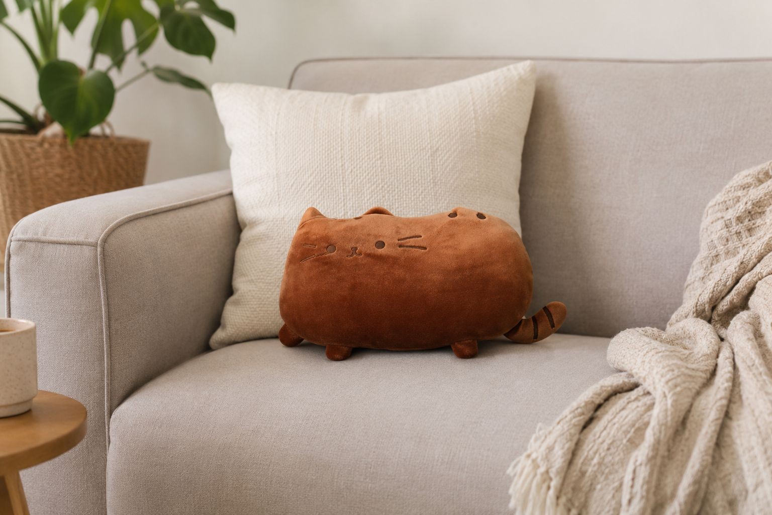 Rezavý dekorativní polštář ve tvaru kočičky Cat - 40*5*28 cm