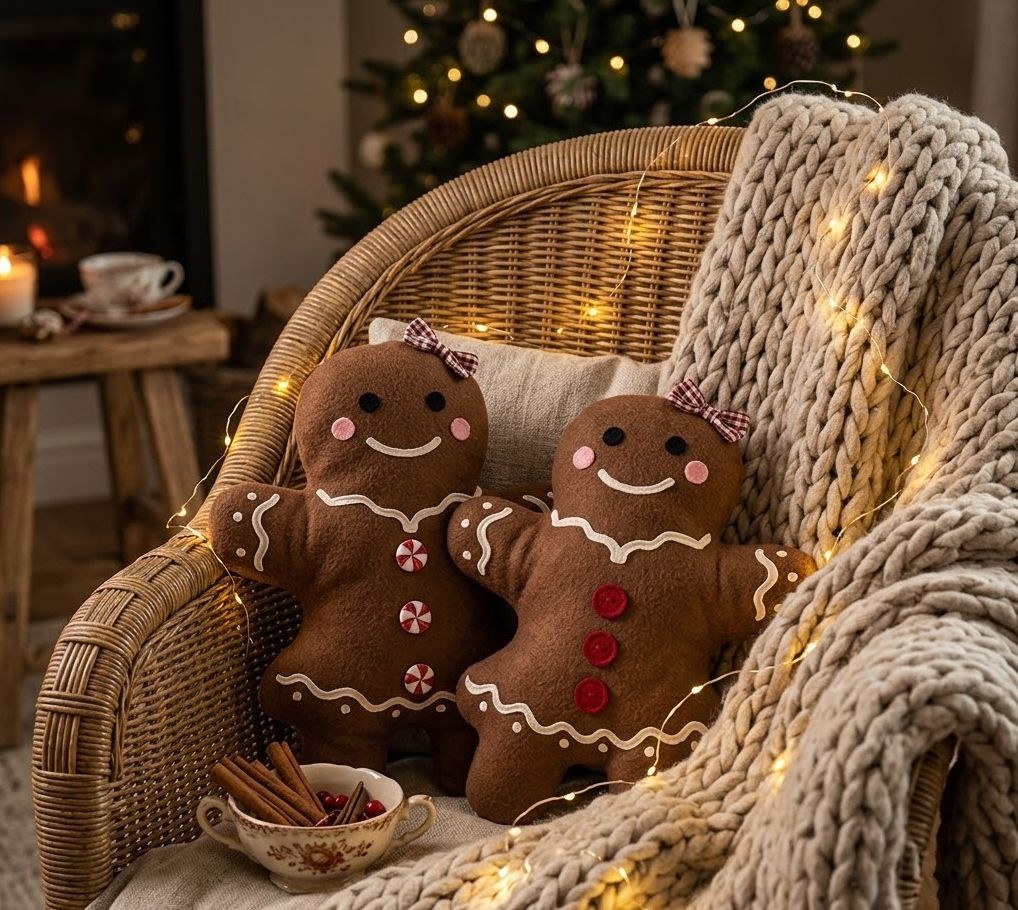 Dekorativní vánoční polštář Perníková holčička Gingerbread - 35*5*44 cm