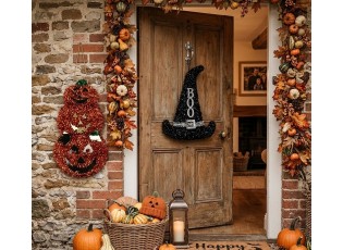 Halloweenská závěsná dekorace Čarodějnický klobouk "BOO" - 28*2*39 cm