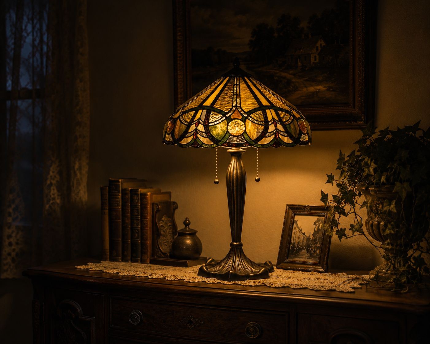 Stolní lampa Tiffany - Ø 41*61 cm 2x E27