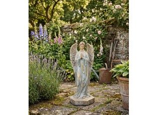 Béžová antik dekorace socha anděl Angel Vintage - 28*20*70 cm